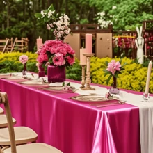1 chiếc khăn trải bàn bằng vải satin trơn màu chất lượng cao dùng cho tiệc tùng, nhà hàng - Màu Hồng Tươi - Xem 12