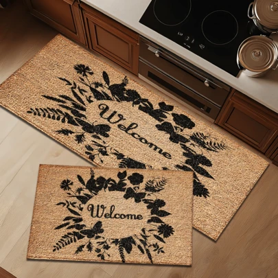 1pc Country Theme Printed Rug, Faux Wool Mat - Highly Absorbent, Easy To Clean, Suitable For Home Decor Farmhouse, Entryway, Indoor, Room Decor, Kitchen, Dining Room, Small Office/Home Office, Sink, Laundry Room, Doormat, Kitchen Mat, Non-Slip Mat