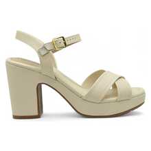 Modare Women's Orthopedic Chunky Heel Sandal With Platform And 9cm High Heel. - 奶油/駱駝 - 查看 3