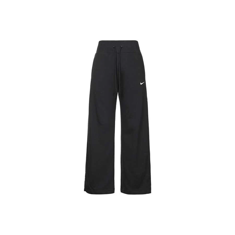 Nike Sportswear Phoenix Fleece 純色繫帶高腰寬腿針織運動褲 女款 黑色