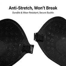 1pc Black Invisible Silicone Bra - Natural Push-Up Bonding - Buckle Design For A Secure Fit - Women's Underwear And Lingerie Accessories - Natural Push-Up Bonding - Push-Up Bras, Invisible Strapless Bras, Breathable And Skin-Friendly Women's Sticky Bras, Reusable Backless Bras For Women's Bras And Bra Accessories - Invisible Push Up For Daily Casual Tops - Valentine's Day - 黑色 - 查看 6