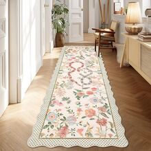 1pc Faux Wool-Like Semicircle Floral & Double Snake Print Decorative Rug/Mat, Low Pile Carpet, Soft & Foldable, Machine Washable, Suitable For Living Room, Bedroom, Study, All Seasons, Pet-Friendly - Rice - View 14