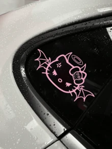 1 Piece Of Sanrio Cute Cartoon Hello Kitty Sticker, Suitable For Motorcycles, Car Scooters, Scratch-Resistant, Waterproof And Sunscreen, Fuel Tank Cap, Car Window, Bumper Decorative Sticker - Devil KT - View 12