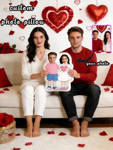 Customized Unique "I Love You" Mini Person Shaped Photo Printed Throw Pillow, Perfect Gift Choice For Valentine's Day, Halloween, Christmas, Thanksgiving, Anniversary, Lightweight, Washable, Funny, Cute, Love, Soft, Comfortable, Elegant, Simple, Custom, Personalized, Unique, Ideal Gifts For Him, Ideal Gifts For Her, Him, Her, Boyfriend, Girlfriend, Dad, Mom, Family, Friends, For Anniversaries, For Mother's Day, For Birthdays, For Valentine's Day, For Graduation, For Father's Day, For Weddings, For Housewarming, Sofa, Bed, Car, Tea Room, Bedroom, Bathroom, Living Room, Dining Room - Upload Picture Customization - View 10
