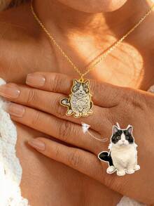 1Pc Customized Pet Picture Necklace Pet Line Art Necklace Minimalist Pet Portrait Necklace Personalized Jewelry Dog Mom Gift Christmas Gift - Multicolor 3 - View 10