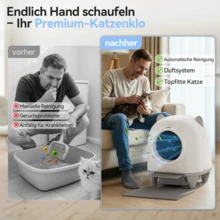 DEVOKO 90L Self-Cleaning Cat Litter Box – Automatic, Pet-Friendly Cat Litter Box With Cute Ear Design, 8.5-Liter Collection Container & App Control - White - View 7