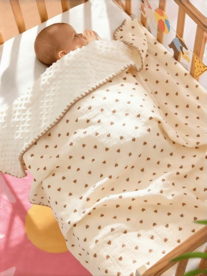 1条婴儿毯，婴儿抓绒毯，多熊图案，四季通用，方便携带，适合新生儿、幼儿和婴儿车