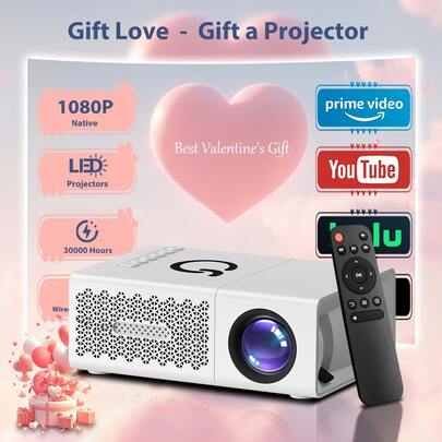Portable Video Projector, Home Theater Projector, Mini Outdoor Projector, 1920*1080p Resolution, Supports Mobile Phone Projection, Suitable For IOS/TV Stick/USB/Laptop And Other Devices.