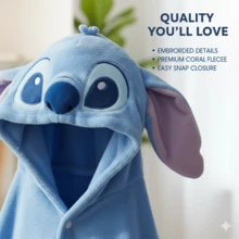 Disney 史迪奇成人连帽毯 70*150cm，采用可爱的史迪奇卡通图案，蓝色毯子，柔软亲肤的涤纶面料，吸水性强，适合各种场合，如午睡、包裹和浴袍。 - 彩色 - 查看 7