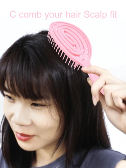 1pc Relaxing Massage Hair Brush, Elastic Hollow Comb For Hair Styling, Women Hair Care Tool