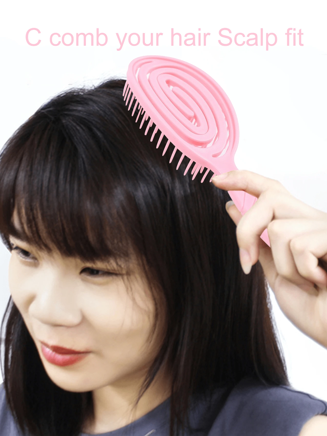 1pc Relaxing Massage Hair Brush, Elastic Hollow Comb For Hair Styling, Women Hair Care Tool - Pink - View 1