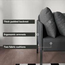 Canapé 2 places Fabulcozy, 110 cm, design minimaliste avec dossier haut et tissu respirant et confortable, idéal pour balcon, terrasse ou salon. - Gris - Voir 4