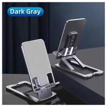 可调节折叠式桌面手机支架 - 高度和角度可调节，适用于所有智能手机，兼容所有手机 - 黑色 - 查看 3