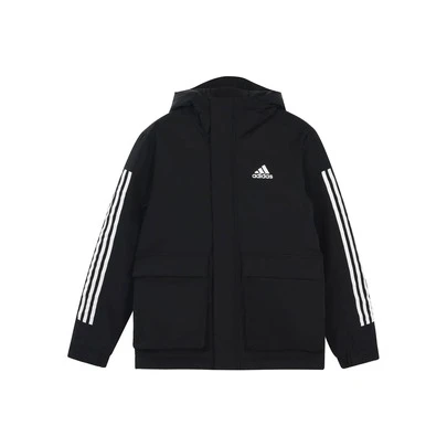  adidas Utilitas Ho Jkt 純色保暖運動連帽工人棉服 冬季 男款 黑色