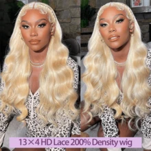 32 Inch 200% Density Body Wave Lace Front Wigs Human Blended Hair #613 Blonde Pre Plucked 13x4 HD Transparent Lace Frontal Wig With Baby Hair 200% Density Brazilian Virgin Lace Front Wigs For Women - S613 - View 6