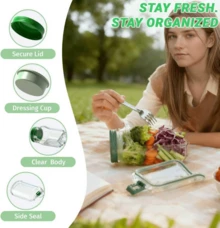 [Limited-Time Giveaway] Side-Opening Salad Jar, Mason Jar-Style Lunch Box, Perfect For Meal Prep; Leak-Proof, Airtight Salad Shaker With A Sauce Compartment; Dishwasher Ideal For The Office And Travel - 彩色 - 查看 5