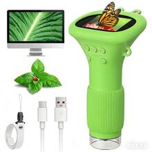 Kids Microscope Pocket Microscope -1000X Portable Microscope For Kid | Photo And Video Mini Microscopes | 2'' Digital Little Scientist Microscopes For 3-10 Age Years Old Boys Girls Toys Gifts - Green - View 2