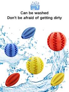 1/3pcs Small Pet Hamster Parrot Toy Ball, TPR Slow Feeder Toy, Blue/Red/Yellow Food Interactive Toy, Dental Care & Boredom Relief Small Pet Toy Ball, Rabbit Chew Toy Ball - Multicolor - View 3