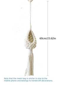 1/3pcs Handmade Cotton Rope Woven Pineapple Plant Hanging Planter Bag, Suitable For Indoor, Rustic And Outdoor Decor - Beige - View 7