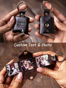 Custom Unisex Snap Button Fashionable Photo Album Keychain, 3 Photo Album Foldable Keychain, Mini Small Photo Album Valentine Photo Storage With Keychain, Mini Small Handmade Gift Personalized Romantic Photo Keychain - Multicolor - View 1