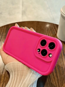 Funda de teléfono minimalista de TPU mate color rojo rosa, anti-caída y anti-golpes, compatible con Apple 15/14/13/12/11/7/8/PLUS/XSMAX/XR/XS/X, versión internacional, no la versión nacional - Rosa Fucsia - Ver 3
