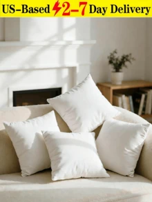 [Delivery Within 2-7 Days In The United States] Set Of 4 White Square Throw Pillows (45x45cm), Decorative Sofa Cushions. Soft Polyester Fabric With Plush Texture, Perfect For Beds And Sofas To Enhance Comfort And Modern Style. Decorative Accent Pillows Feature Vacuum-Packed Inner Cores With Strong Resilience, Offering Skin-Friendly Comfort, Breathability, And Durability. Vacuum-Sealed Individually Packaged For Simplicity And Durability. - 1PC - 查看 12