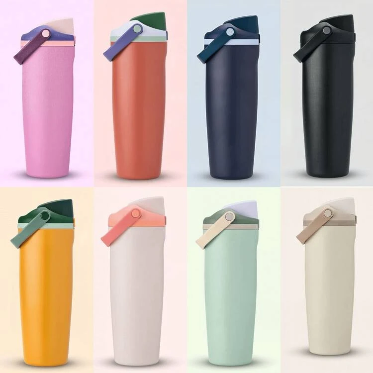 887ml (30oz) Vaso aislado de acero inoxidable con pajita, taza de café con asa, botella de agua de gran capacidad casual, botella de agua para deportes al aire libre, modo de bebida dual, regalo de vuelta a la escuela, compatible con tapas O-Wala, adecuado para viajes, oficina, campamento, cocina (Jade brillante de nieve/Tueste claro/Eucalipto/Negro profundo) - 30 oz (887 ml) - Añade 11