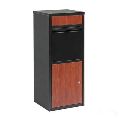 Parcel Drop Box With Lock Large Package Mailbox Weatherproof Black Walnut 102cm