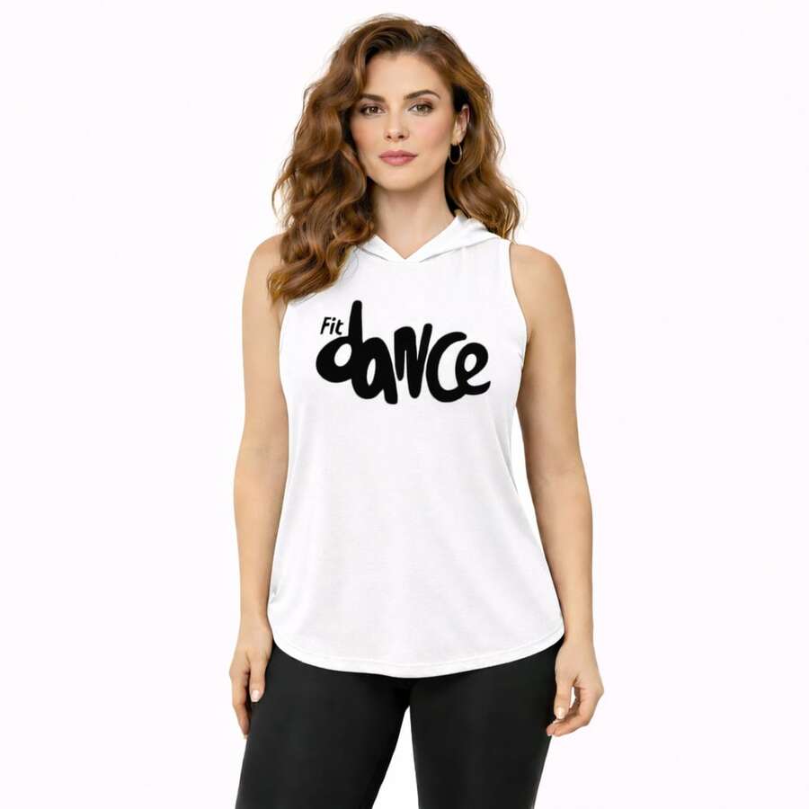 Regata Feminina Com Capuz Treino Fit Dance Dança Academia - Branco - Visão 1