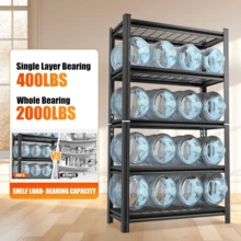 5-Layer Metal Storage Rack, Adjustable Height Storage Rack, 2000 Pound Load, Suitable For Garages, Kitchens, Supermarkets, Storage Rooms, And Gyms. Black, Requires Assembly - Black - View 8
