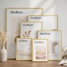 1pc Modern Minimalist Gold/Silver Aluminum Photo Frame, Size 30x40cm (21x30cm/7in/8in/10in), Rectangular Design, Clean Lines, Durable & Elegant - Ideal For Home Photos, Wedding Photos, Holiday Christmas Gifts, Office Desk Decor, Vertical/Horizontal Display - Multicolor - View 13