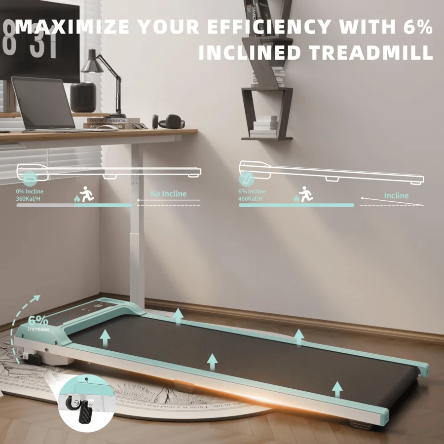 Walking Pad Under Desk Treadmill,Portable Small Treadmills For Home And Office,Super Quiet Motorized Walking Jogging Running Machine With Remote Control - 美規A型插(110-127V) - 查看 1