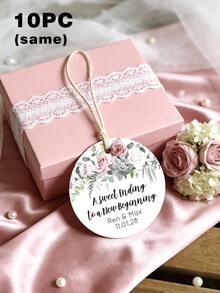 Etiquetas de regalo personalizadas con cuerda de yute, etiquetas redondas impresas con "El amor es dulce", se pueden personalizar con los nombres y fechas de la pareja, adecuadas para bodas, fiestas, cumpleaños, celebraciones, pequeños negocios, decoraciones de fiesta, tarjetas de regalo decorativas, tarjetas de agradecimiento, regalos de apreciación para invitados, fondo blanco con patrón de hojas verdes, amor eterno, verdor, regalos de agradecimiento para hombres - Multicolor - Ver 16