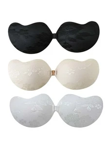 3/1 Pair Adhesive Bra, Lace Mango Shape Invisible Sticky Bra, Push-Up Strapless Backless Self-Adhesive Breast Lift Pasties For Wedding Dress & Deep V Neck Outfits - Multicolor - View 21