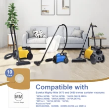 10 Pack MM Vacuum Bags Replacement Compatible With Eureka Style MM Mighty Mite 3670 And 3680, 60295, 60295A, 60295B, 60295C, 60296 & 60297A Series Canister Vacuums - White - View 2