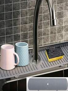 1pc Silicone Faucet Splash Pad Silicone Drainage Pad Faucet Handle Drip Splash Proof Pad Countertop Bathroom Drying Pad Kitchen Bathroom Accessories For Hotels Restaurant Kitchen - A - View 4