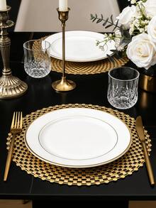 1-200pcs Gold Round Minimalist PVC Placemats, Washable, Easy To Clean, Wipe-Clean, Non-Slip, Holiday Wedding Party Dining Table Decor - Multicolor - View 6