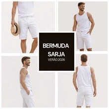 Men's Bermuda Jeans Twill Shorts Men's Jeans - White - View 3