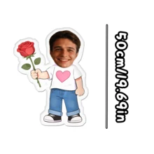 1pc Customized Photo Throw Pillow, Personalized Cushion, Can Customize Interesting Patterns, Double-Sided 3D Pillow, Suitable For Parents/Family/Her/Him/Girlfriend/Boyfriend Gift, Couple Birthday Gift - Men In Heart-shaped T-shirts - View 4