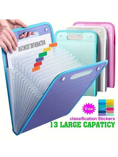 Carpeta de archivo acordeón con 13 bolsillos - Tamaño A4 Organizador vertical plegable portátil con pestañas divisoras, ideal para la escuela, la oficina, estudiantes y profesionales. Herramienta esencial de gestión de archivos. Hecho de material impermeable y de alta transparencia. Bolsa de archivo multifunción expandible. Imprescindible para la temporada de regreso a clases.