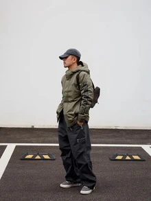 adidas 三條紋字母Logo印花復古夾克棉服 男款 軍綠色 - 軍綠色 - 查看 9