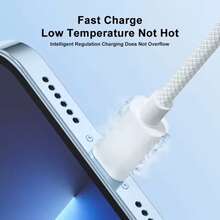 1条（3种颜色可选）通用高密度编织防缠绕、防断裂Type-C快充线，兼容Apple 17、17 Pro、16 Pro、16、15、15 Pro、iPad Max Plus及所有型号，居家、旅行、通勤必备。 - 彩色 - 查看 3