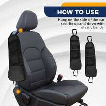 Black Multi-Pocket Car Seat Organizer Bag With Mesh Pockets - Multifunctional Hanging Storage Bag For Phone, Wallet, Glasses - Durable Polyester Material, Washable - Fits Sedan, SUV, Truck - A - View 2