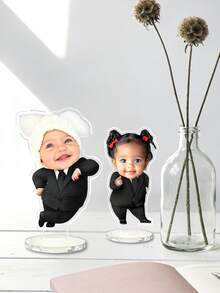 Customized Boss Baby Acrylic Stand Decor + 1/3/5 Pcs Personalized Desktop Decorations, Suitable For Wedding Souvenirs, Birthday Party Supplies, Valentine's Day Gifts, Easter Commemorative Items, Family Gatherings Decor, Baby Shower Prizes, Family Reunion Memorabilia, Couple Commemorative Items - Normal - View 11