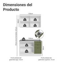 Cocina Integral Completa Modular Madesa Vik 120cm BV - Blanco y Verde - Ver 3