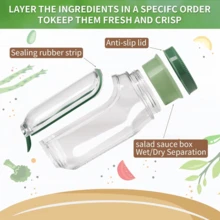 [Limited-Time Giveaway] Side-Opening Salad Jar, Mason Jar-Style Lunch Box, Perfect For Meal Prep; Leak-Proof, Airtight Salad Shaker With A Sauce Compartment; Dishwasher Ideal For The Office And Travel - 彩色 - 查看 7