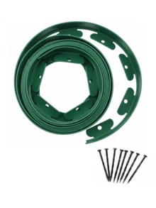 易于安装的PE塑料花园边缘装饰套件，配有坚固的锚栓 - 耐用的草坪边缘装饰，适用于景观美化和草坪分隔 - 彩色 - 查看 12