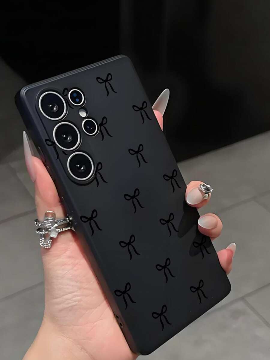 1 pieza Funda de teléfono con lazo negro, cubierta protectora suave de TPU durable compatible con Huawei, Honor, Galaxy A, 12T/13T/14T, versión internacional, no la versión nacional - Negro - Ver 1