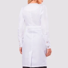 Women's Long Sleeve Button Gabardine Lab Coat Oli - White - View 4