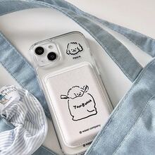 Illustration Puppy Design Leather MAGsafe Magnetic Card Holder Case For Apple Phone, Convenient Card Pouch - Multicolor - View 5